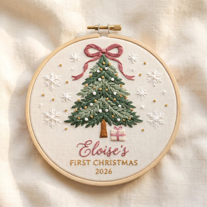 Baby First Christmas Ornament Personalized, Hand Embroidered Christmas Tree Hoop with Name and Year, Baby Girl Keepsake Gift 2026 - product image 2