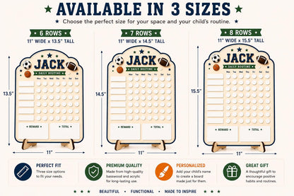 Personalized Sports Chore Chart for Kids | Dry Erase Routine Board | Custom Reward Chart | Wooden Daily Responsibility Tracker - product image 6