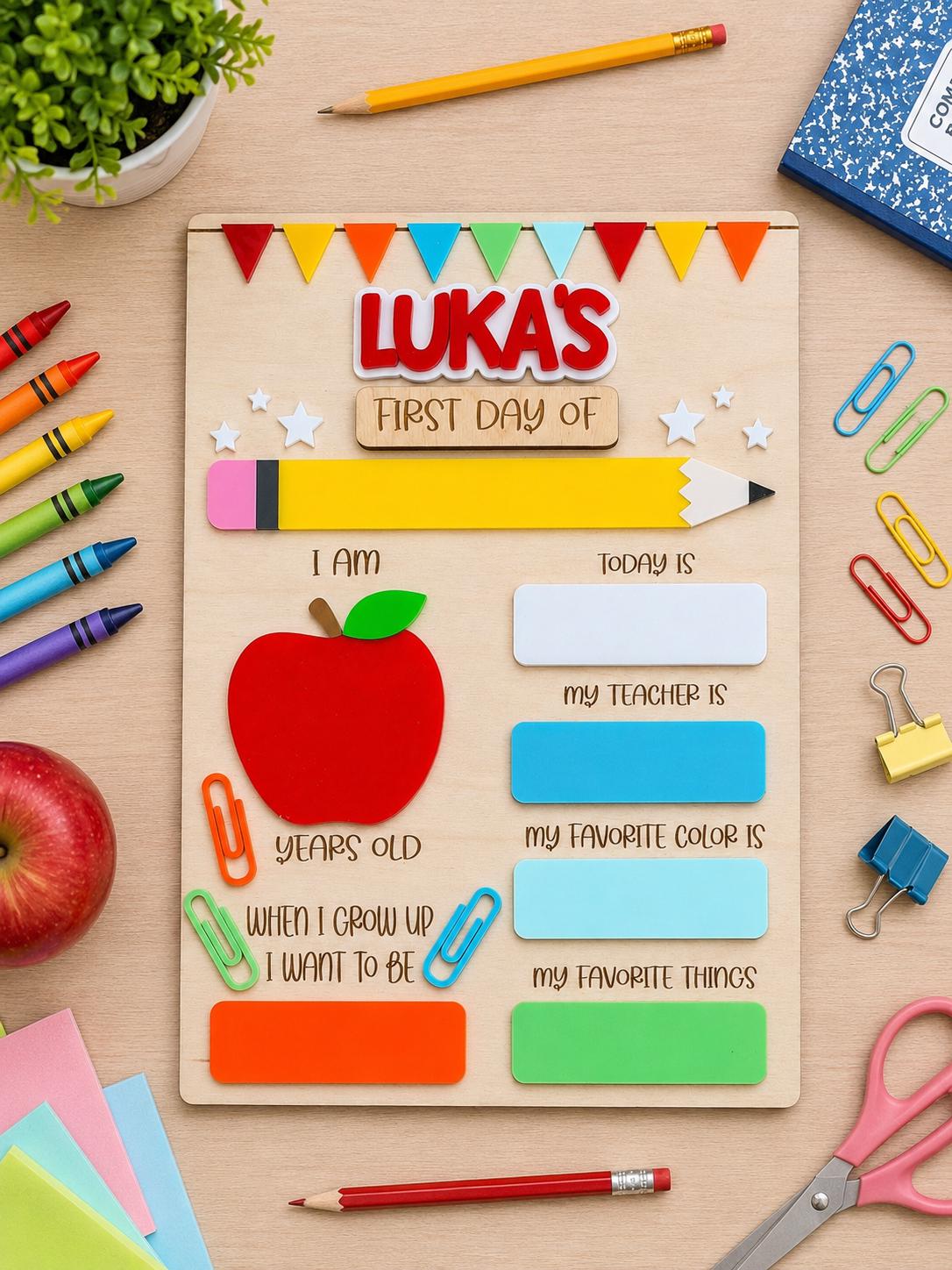 Personalized Back to School Dry Erase Board, First and Last Day Sign, Reusable Photo Prop, Kindergarten, Preschool & Elementary - product image 8