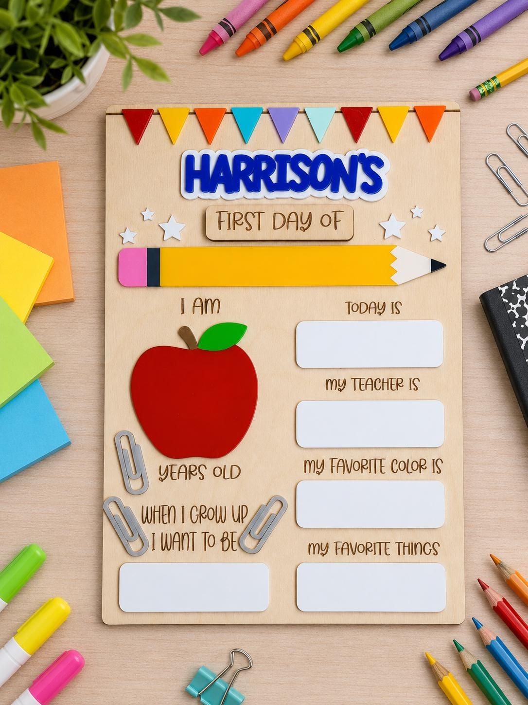Personalized Back to School Dry Erase Board, First and Last Day Sign, Reusable Photo Prop, Kindergarten, Preschool & Elementary - product image 7