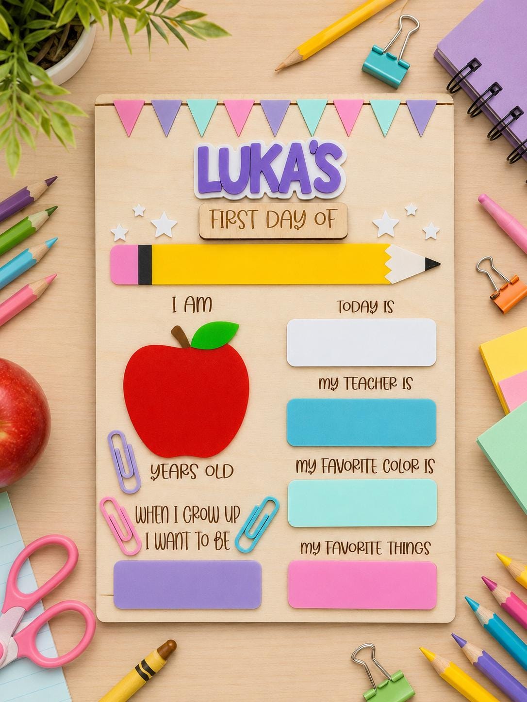 Personalized Back to School Dry Erase Board, First and Last Day Sign, Reusable Photo Prop, Kindergarten, Preschool & Elementary - product image 9