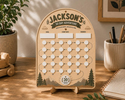 Personalized Habit Tracker for Kids | 30 Day Reward Board | Custom Wooden Routine Chart | Dry Erase Goal Tracker | Montessori Learning Gift - product image 3