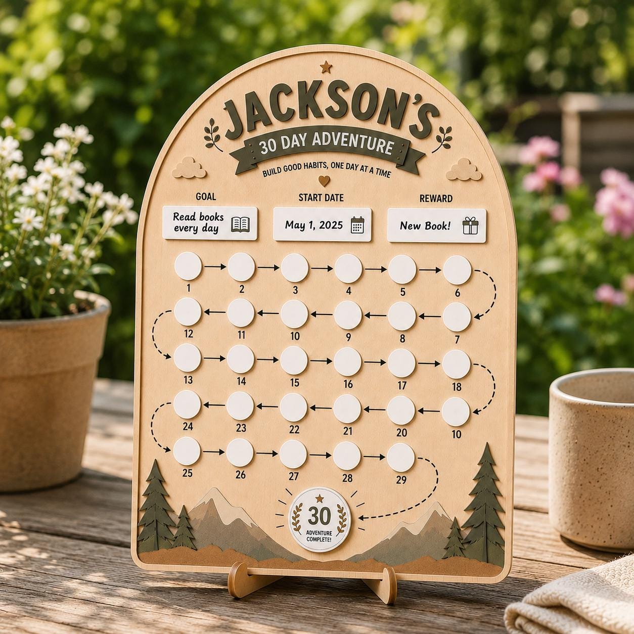 Personalized Habit Tracker for Kids | 30 Day Reward Board | Custom Wooden Routine Chart | Dry Erase Goal Tracker | Montessori Learning Gift - product image 4