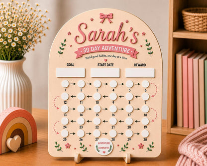 Personalized 30 Day Habit Tracker | Custom Kids Reward Chart | Dry Erase Routine Board | Chore Chart for Kids | Motivation Goal Tracker Gift - product image 4