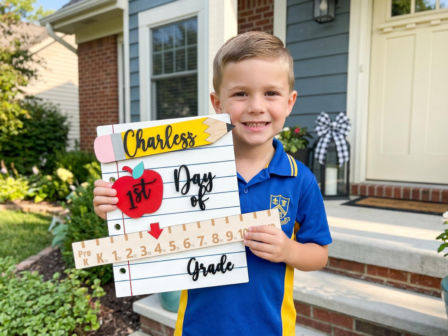 Personalized Back to School Board, Custom First Day of School Sign, Reusable Dry-Erase Board, Preschool Photo Prop, Kindergarten Keepsake - main product image