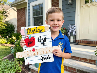 Personalized Back to School Board, Custom First Day of School Sign, Reusable Dry-Erase Board, Preschool Photo Prop, Kindergarten Keepsake - main product image