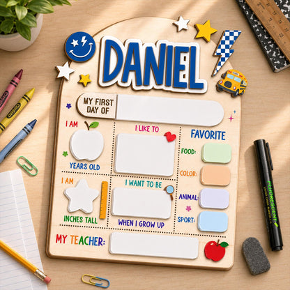 Custom First Day of School Sign, First and Last Day School Board, Preschool Kindergarten Photo Prop, Reusable Dry Erase Back to School Sign - product image 2