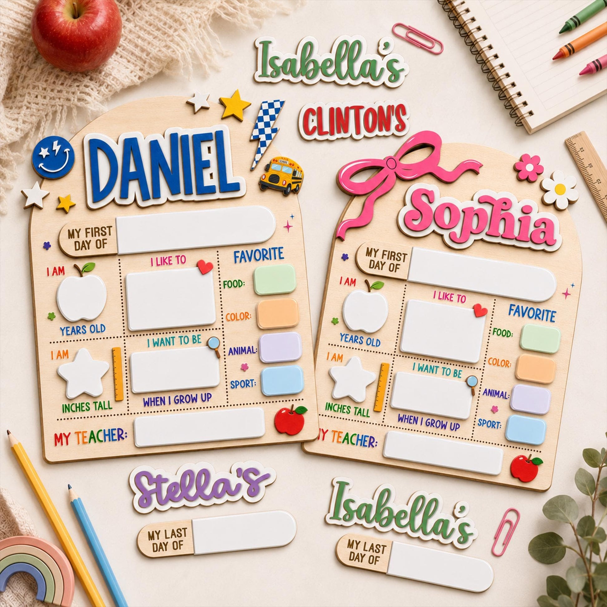 Custom First Day of School Sign, First and Last Day School Board, Preschool Kindergarten Photo Prop, Reusable Dry Erase Back to School Sign - product image 8