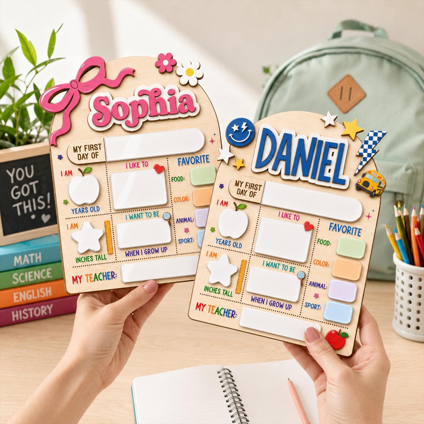 Custom First Day of School Sign, First and Last Day School Board, Preschool Kindergarten Photo Prop, Reusable Dry Erase Back to School Sign - product image 16