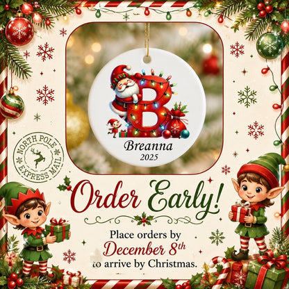 Letter Name Ornament, Santa Elf Ornament Personalized Christmas Ornament 2025, Custom Initial ornament, Christmas ornament for kids, Family - product image 9