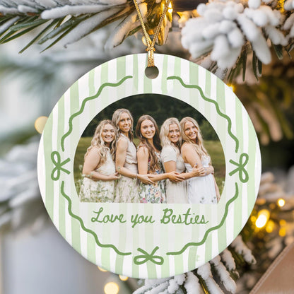 Custom Best Friend Ornament, Besties Ornaments, Besties Photo Striped Ornament, Gift for Friend - product image 4