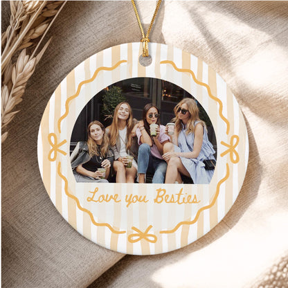 Custom Best Friend Ornament, Besties Ornaments, Besties Photo Striped Ornament, Gift for Friend - product image 9