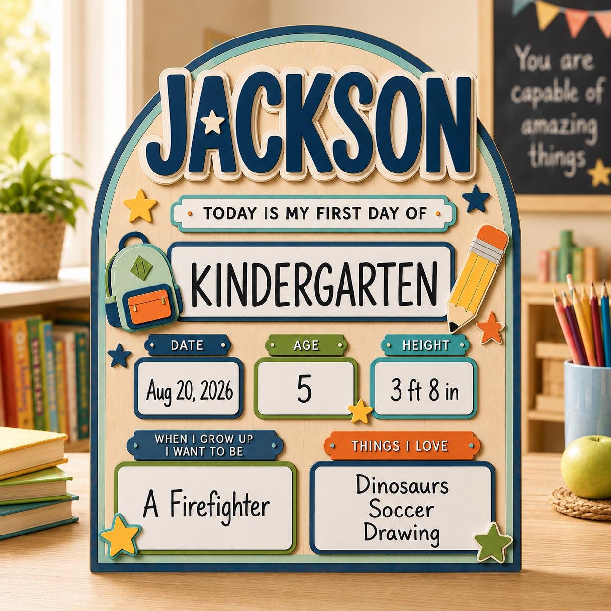 Custom Back to School Sign, First Day of School Board, Preschool Kindergarten Photo Prop, Last Day School Keepsake - main product image