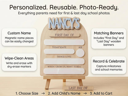 Reusable First Day of School Board, 1st Day of School Sign, Last Day of School Sign,Custom Name Sign,Preschool Back To School Dry Erase Sign - product image 9