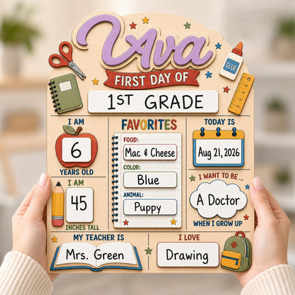 Personalized First Day of School Sign, Custom Back To School Board With Name, Reusable Photo Prop Back to School Sign, 1st Day Of School - product image 5