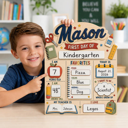 Personalized First Day of School Sign, Custom Back To School Board With Name, Reusable Photo Prop Back to School Sign, 1st Day Of School - main product image