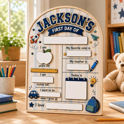 Personalized First Day of School Sign, Custom Wooden Back to School Milestone Board, Boys School Photo Prop - product image 4