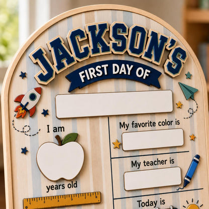 Personalized First Day of School Sign, Custom Wooden Back to School Milestone Board, Boys School Photo Prop - product image 5