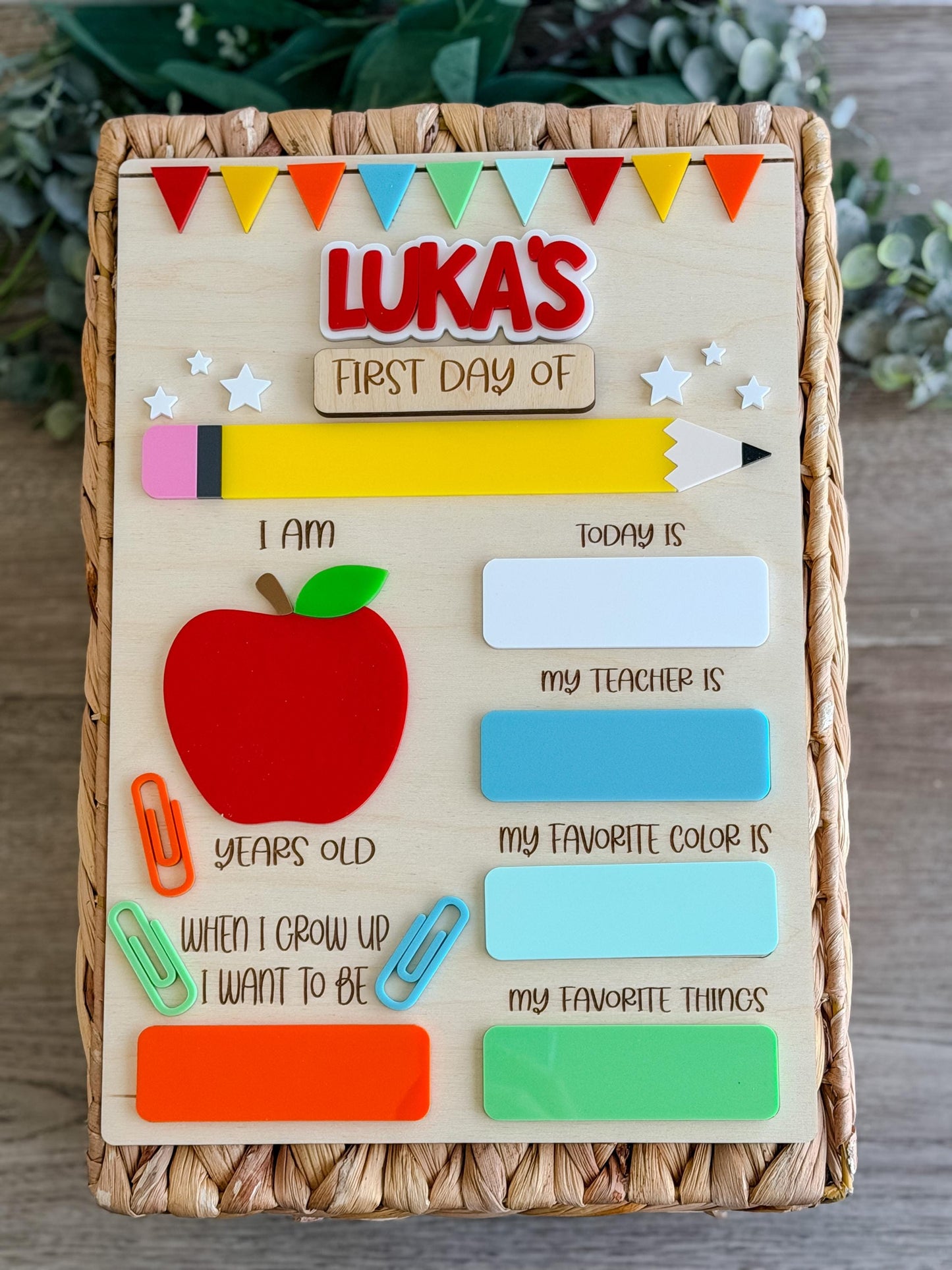 Personalized Back to School Dry Erase Board, First and Last Day Sign, Reusable Photo Prop, Kindergarten, Preschool & Elementary - product image 5