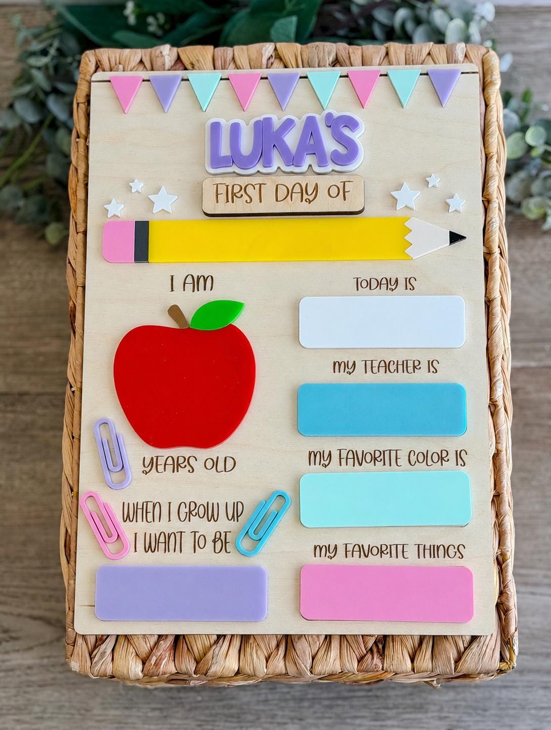 Personalized Back to School Dry Erase Board, First and Last Day Sign, Reusable Photo Prop, Kindergarten, Preschool & Elementary - product image 4
