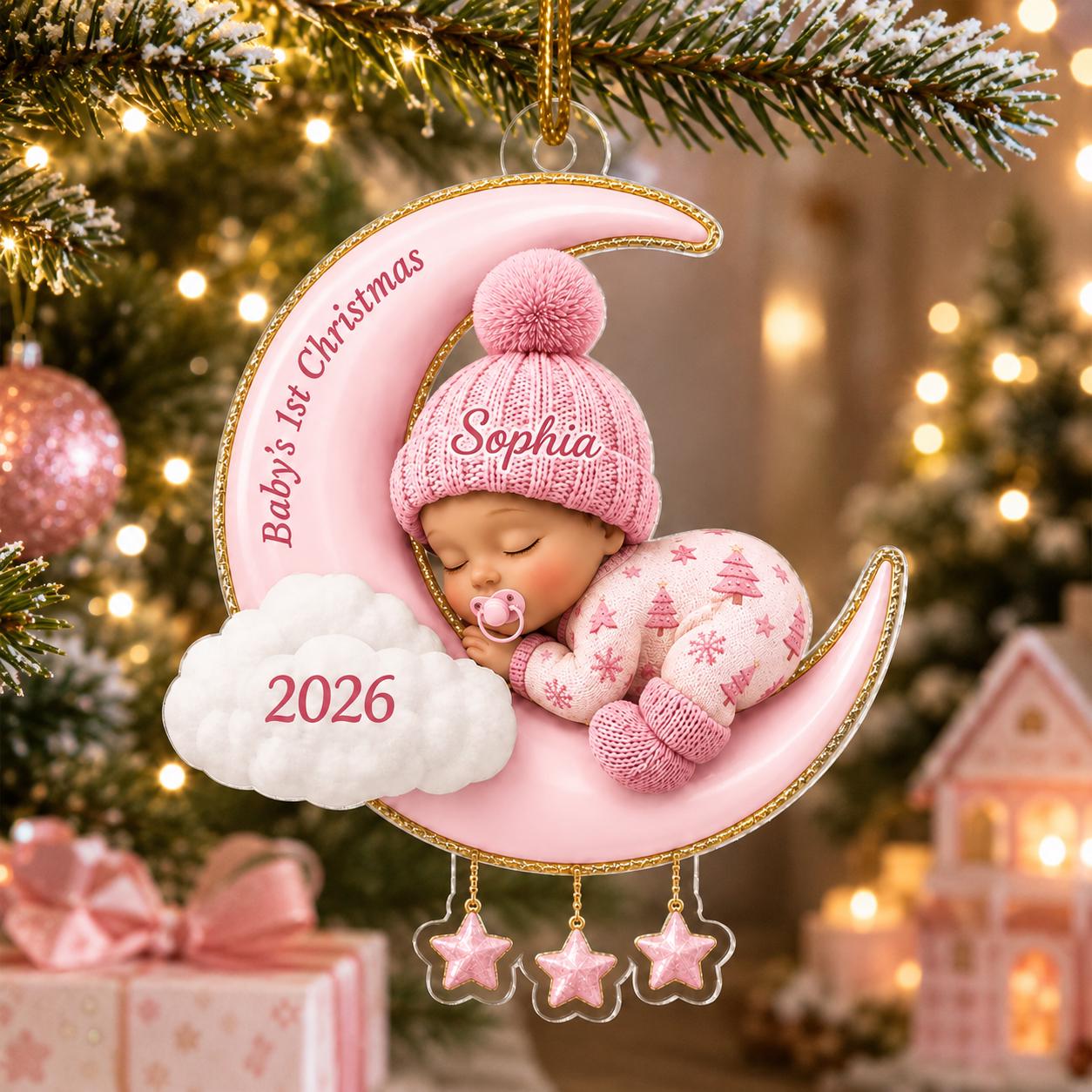 Baby First Christmas On The Moon - Personalized Acrylic Ornament, Moon and Stars Acrylic Ornament with Name, Newborn Keepsake Gift 2026 - product image 7