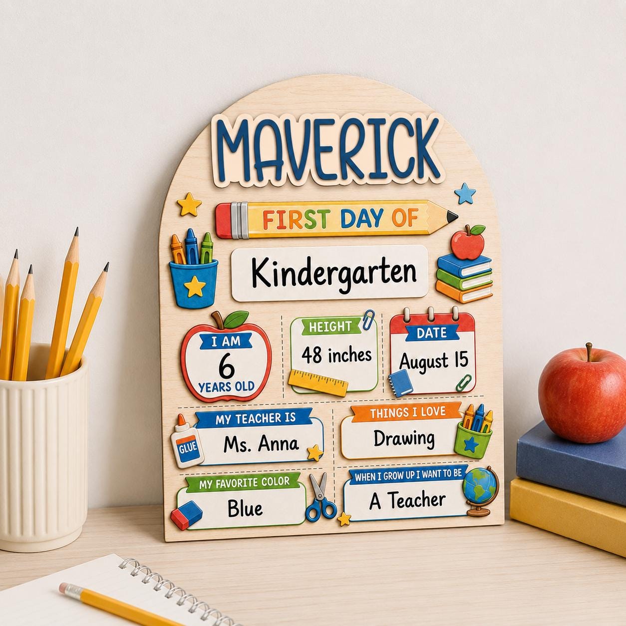 Custom First Day of School Board, Personalized 3D Back to School Sign, Interchangeable First & Last Day School Board - product image 4