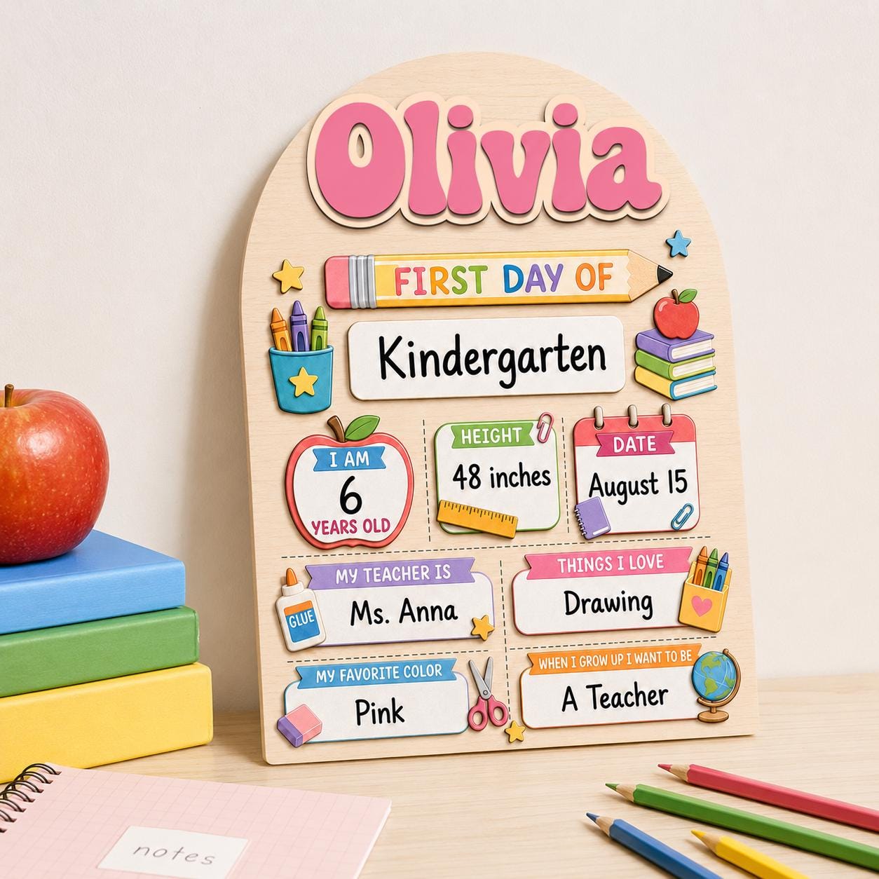 Custom First Day of School Board, Personalized 3D Back to School Sign, Interchangeable First & Last Day School Board - product image 5