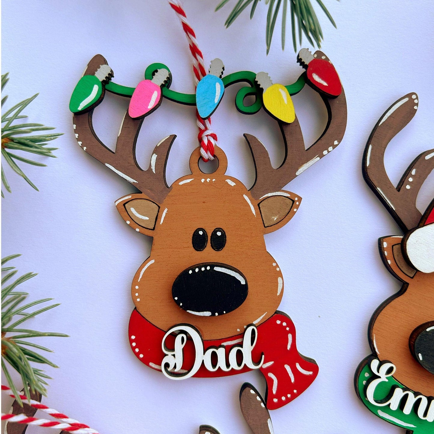 PERSONALIZED reindeer ornament, personalized Reindeer, personalized ornament, Christmas stocking tag, personalized family Christmas Reindeer - product image 2
