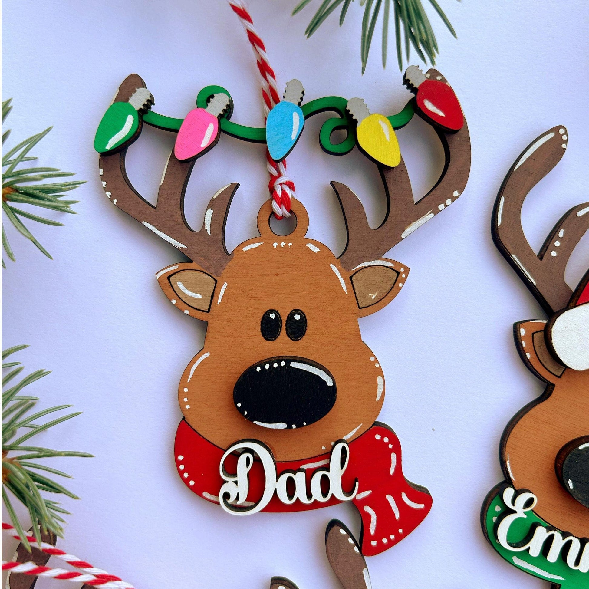PERSONALIZED reindeer ornament, personalized Reindeer, personalized ornament, Christmas stocking tag, personalized family Christmas Reindeer - product image 2