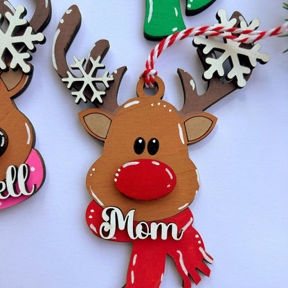 PERSONALIZED reindeer ornament, personalized Reindeer, personalized ornament, Christmas stocking tag, personalized family Christmas Reindeer - product image 3