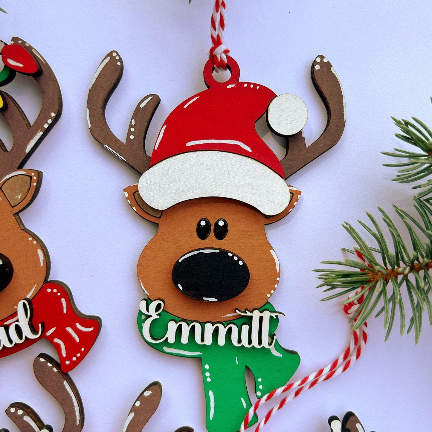 PERSONALIZED reindeer ornament, personalized Reindeer, personalized ornament, Christmas stocking tag, personalized family Christmas Reindeer - product image 4