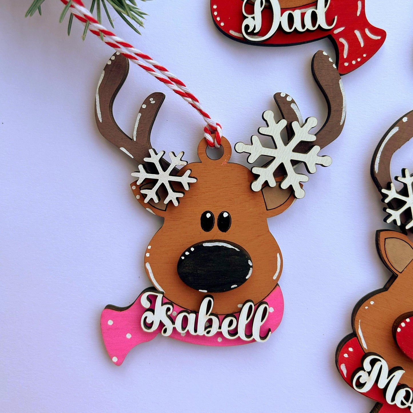 PERSONALIZED reindeer ornament, personalized Reindeer, personalized ornament, Christmas stocking tag, personalized family Christmas Reindeer - product image 5