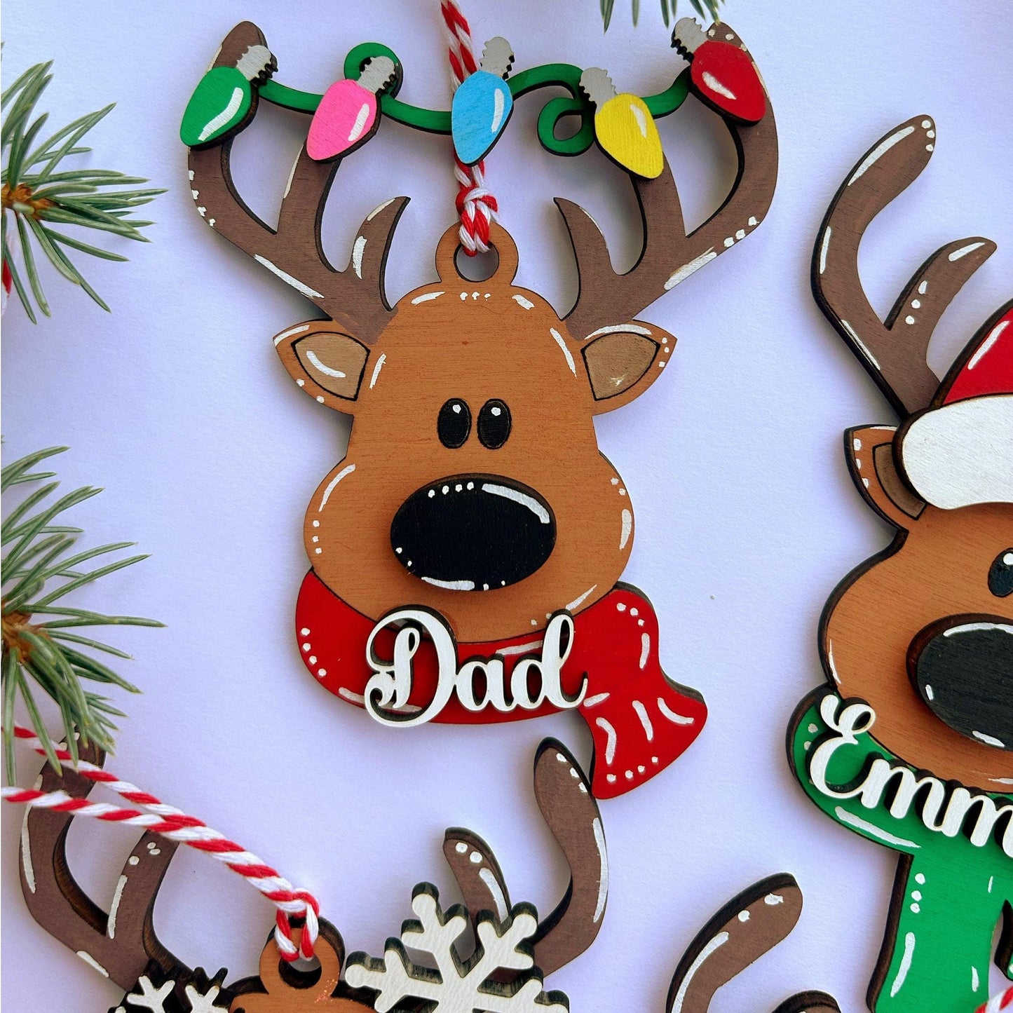 PERSONALIZED reindeer ornament, personalized Reindeer, personalized ornament, Christmas stocking tag, personalized family Christmas Reindeer - product image 7