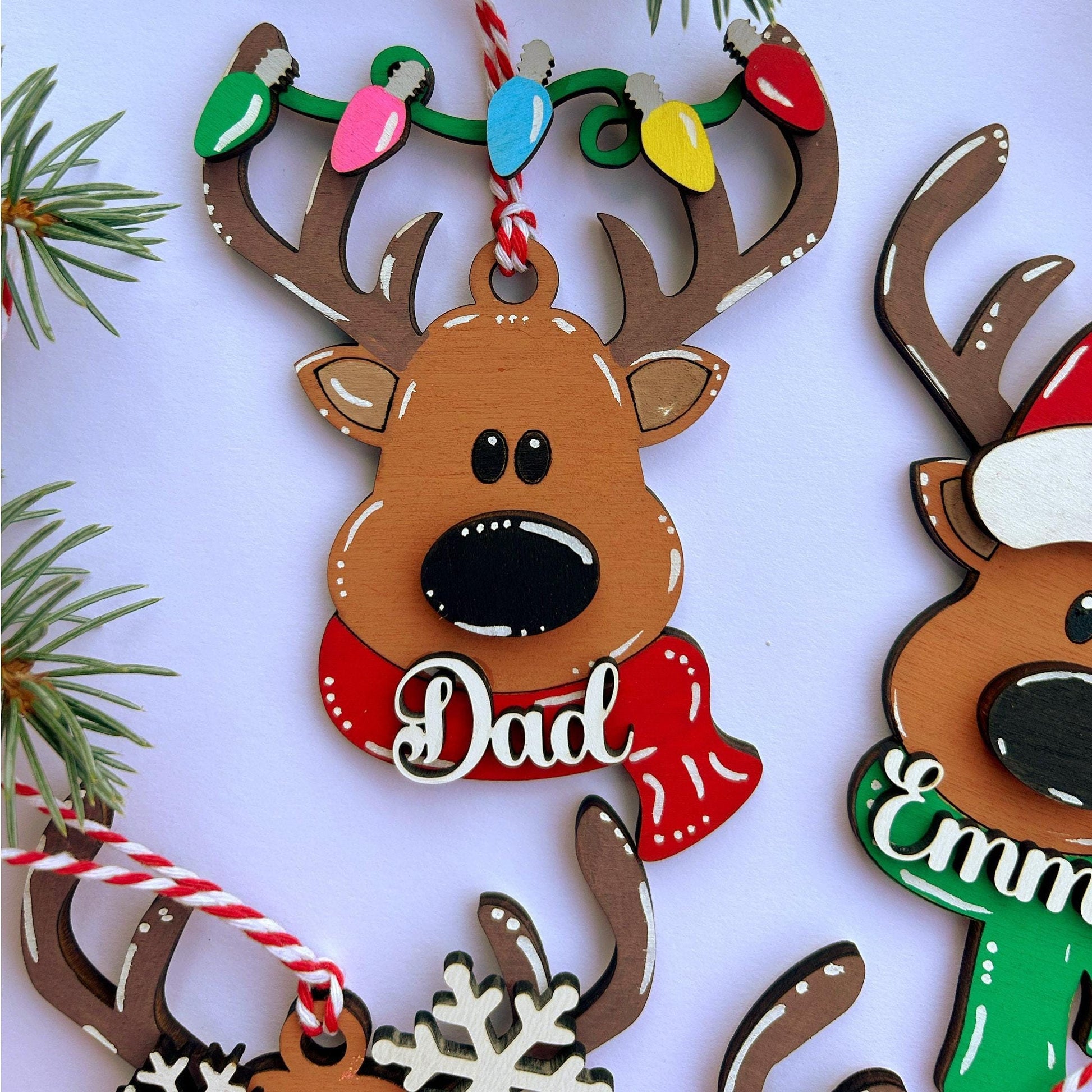 PERSONALIZED reindeer ornament, personalized Reindeer, personalized ornament, Christmas stocking tag, personalized family Christmas Reindeer - product image 7