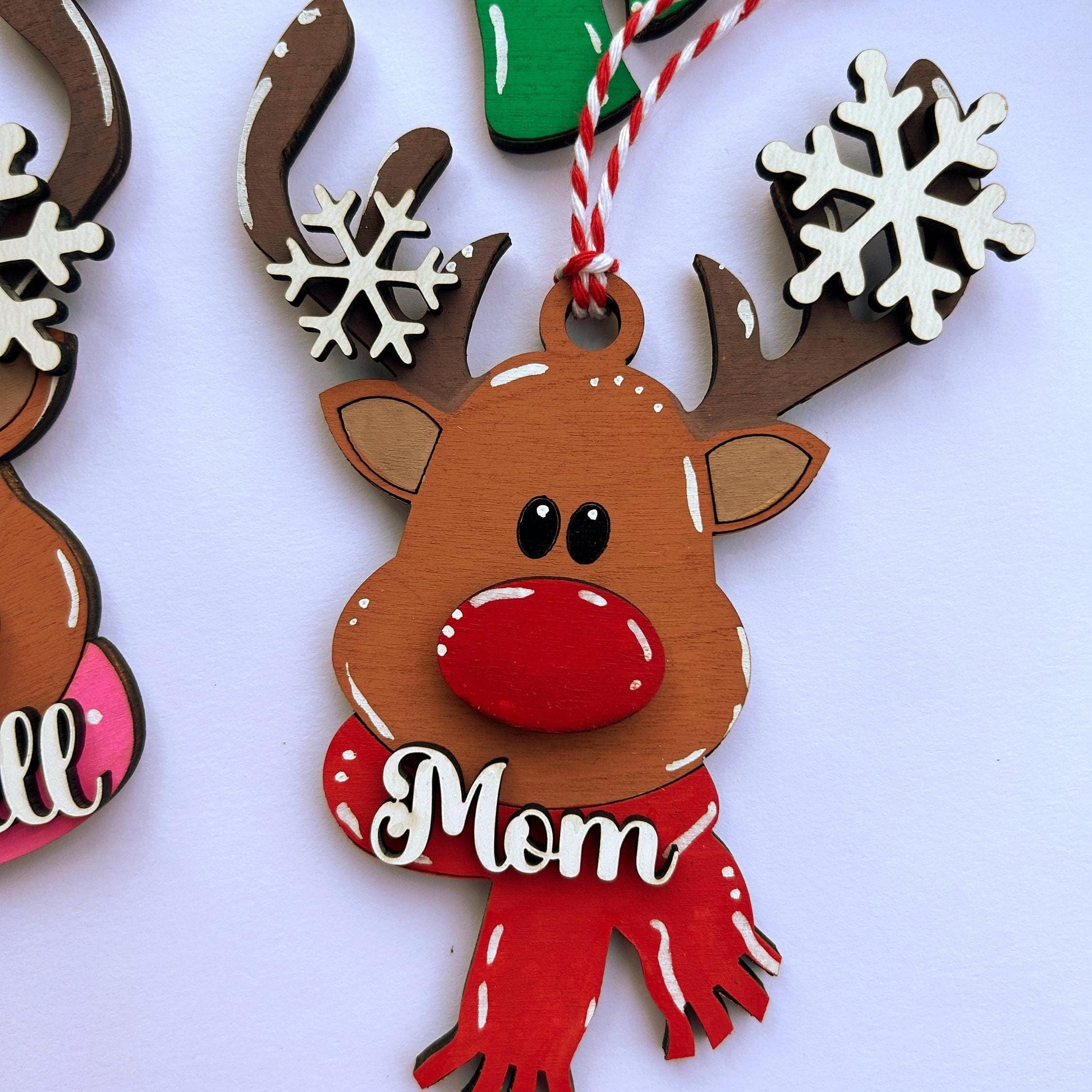PERSONALIZED reindeer ornament, personalized Reindeer, personalized ornament, Christmas stocking tag, personalized family Christmas Reindeer - product image 9