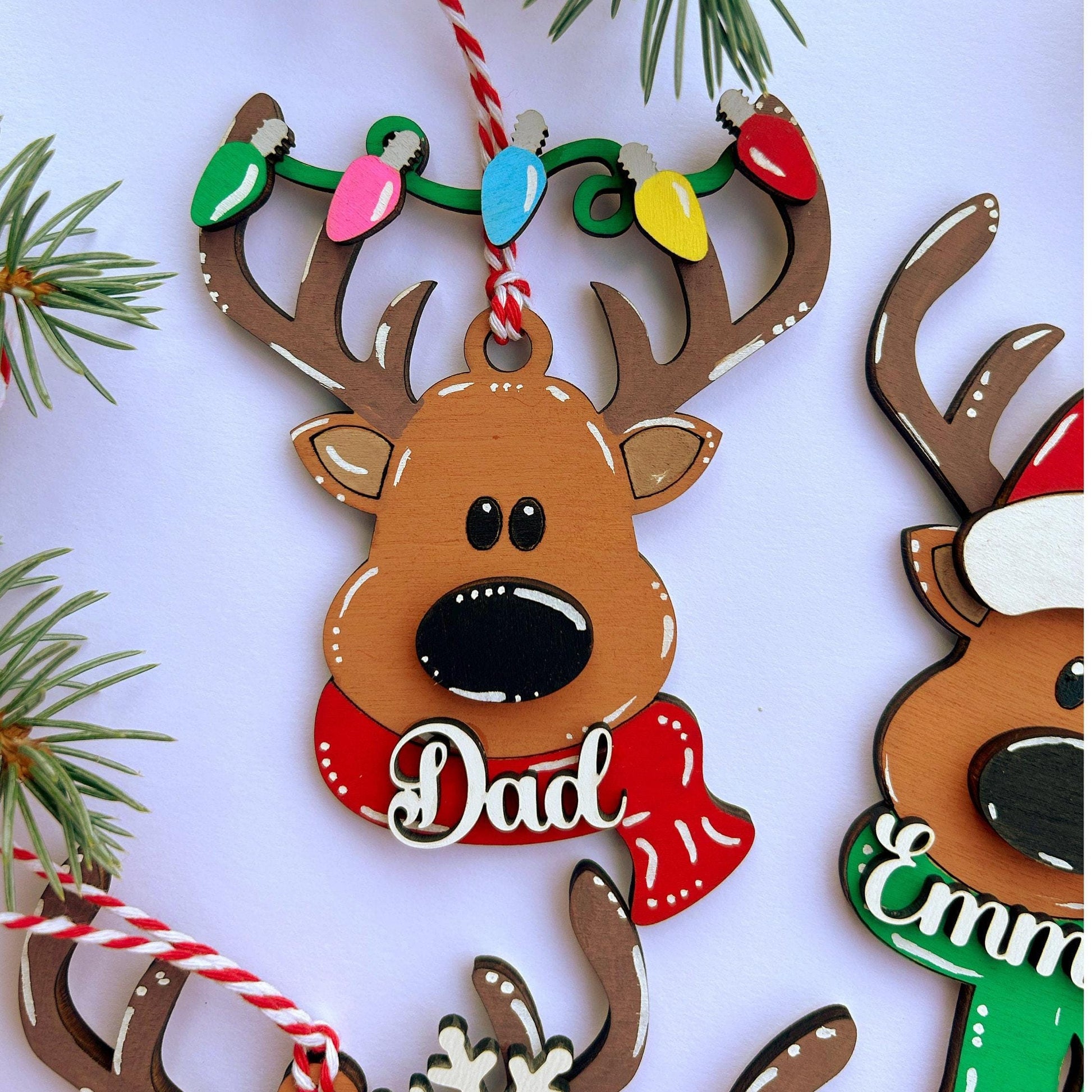 PERSONALIZED reindeer ornament, personalized Reindeer, personalized ornament, Christmas stocking tag, personalized family Christmas Reindeer - product image 10