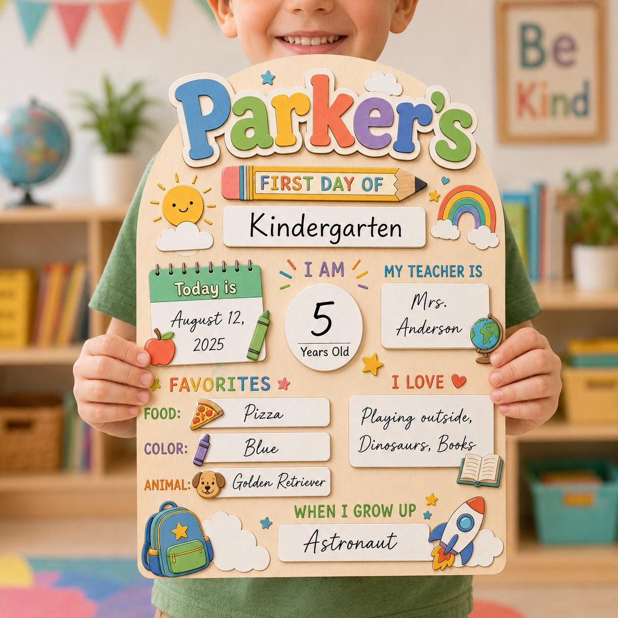 Personalized Wooden First & Last Day Of School Sign, Preschool Kindergarten, Reusable Photo Prop 1st Day Of School, Back to School Board - product image 4