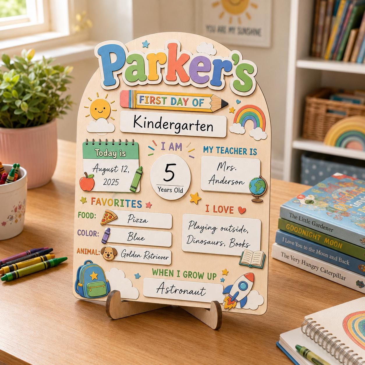 Personalized Wooden First & Last Day Of School Sign, Preschool Kindergarten, Reusable Photo Prop 1st Day Of School, Back to School Board - main product image
