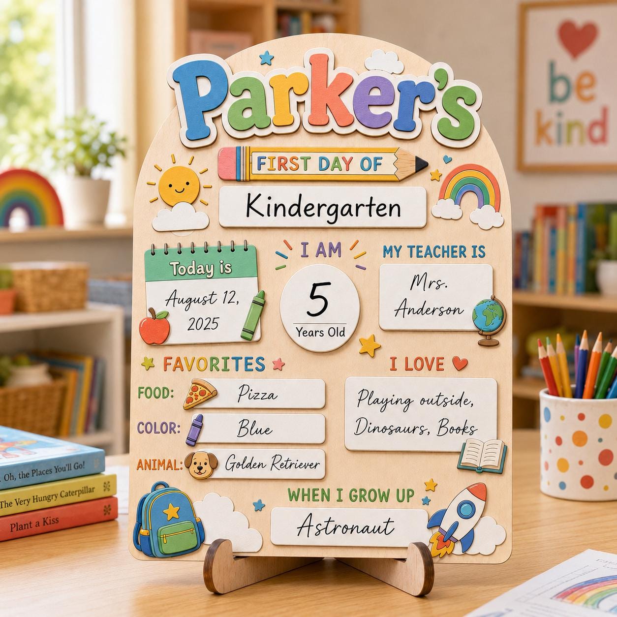 Personalized Wooden First & Last Day Of School Sign, Preschool Kindergarten, Reusable Photo Prop 1st Day Of School, Back to School Board - product image 5