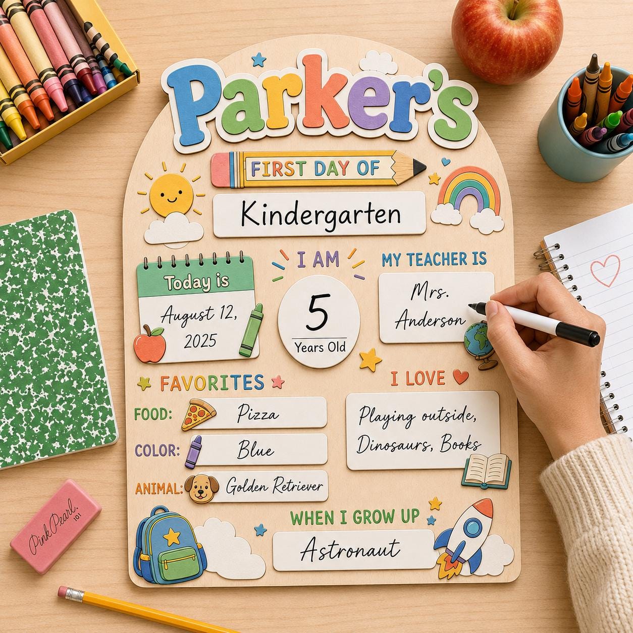 Personalized Wooden First & Last Day Of School Sign, Preschool Kindergarten, Reusable Photo Prop 1st Day Of School, Back to School Board - product image 7