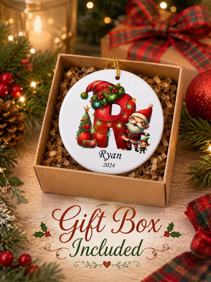 Letter Name Ornament, Santa Elf Ornament Personalized Christmas Ornament 2025, Custom Initial ornament, Christmas ornament for kids, Family - product image 6