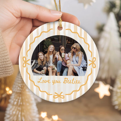 Custom Best Friend Ornament, Besties Ornaments, Besties Photo Striped Ornament, Gift for Friend - product image 8