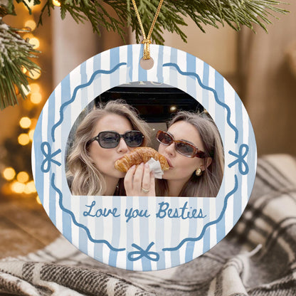 Custom Best Friend Ornament, Besties Ornaments, Besties Photo Striped Ornament, Gift for Friend - product image 6