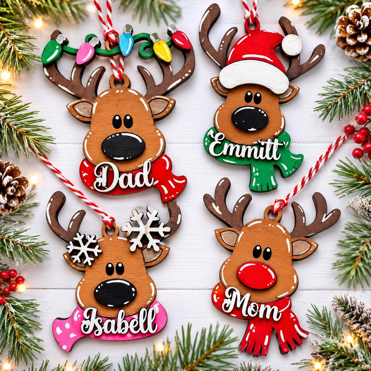 PERSONALIZED reindeer ornament, personalized Reindeer, personalized ornament, Christmas stocking tag, personalized family Christmas Reindeer - product image 6