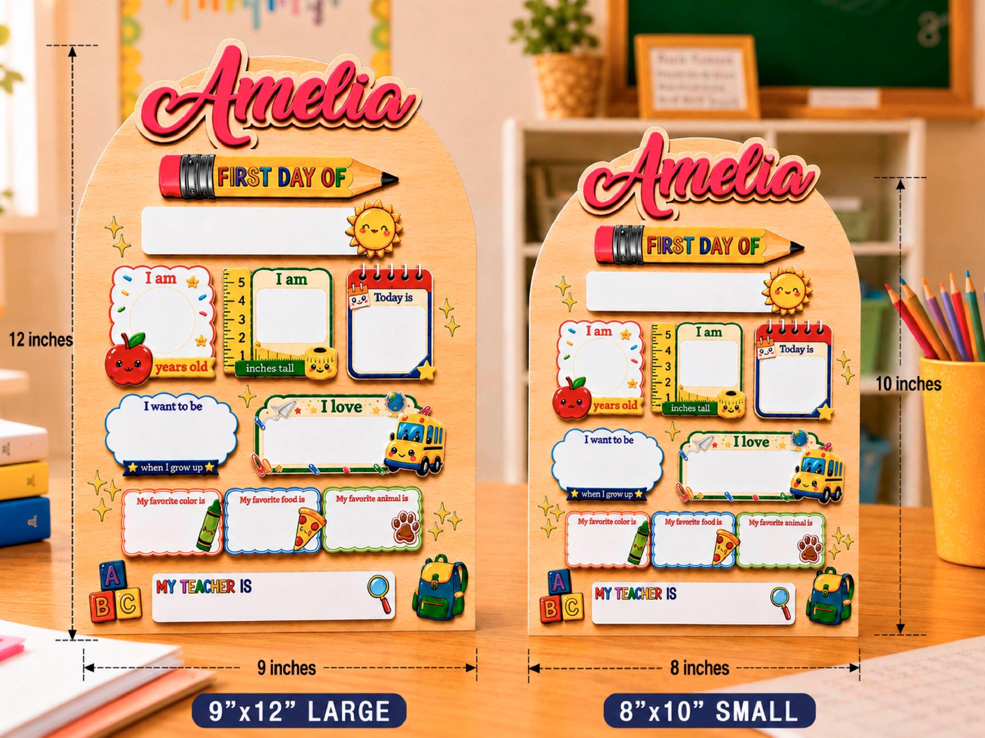 Personalized First Day of School Sign, Reusable Back to School Board, Custom Kids Name School Sign for Kindergarten Preschool Keepsake - product image 5