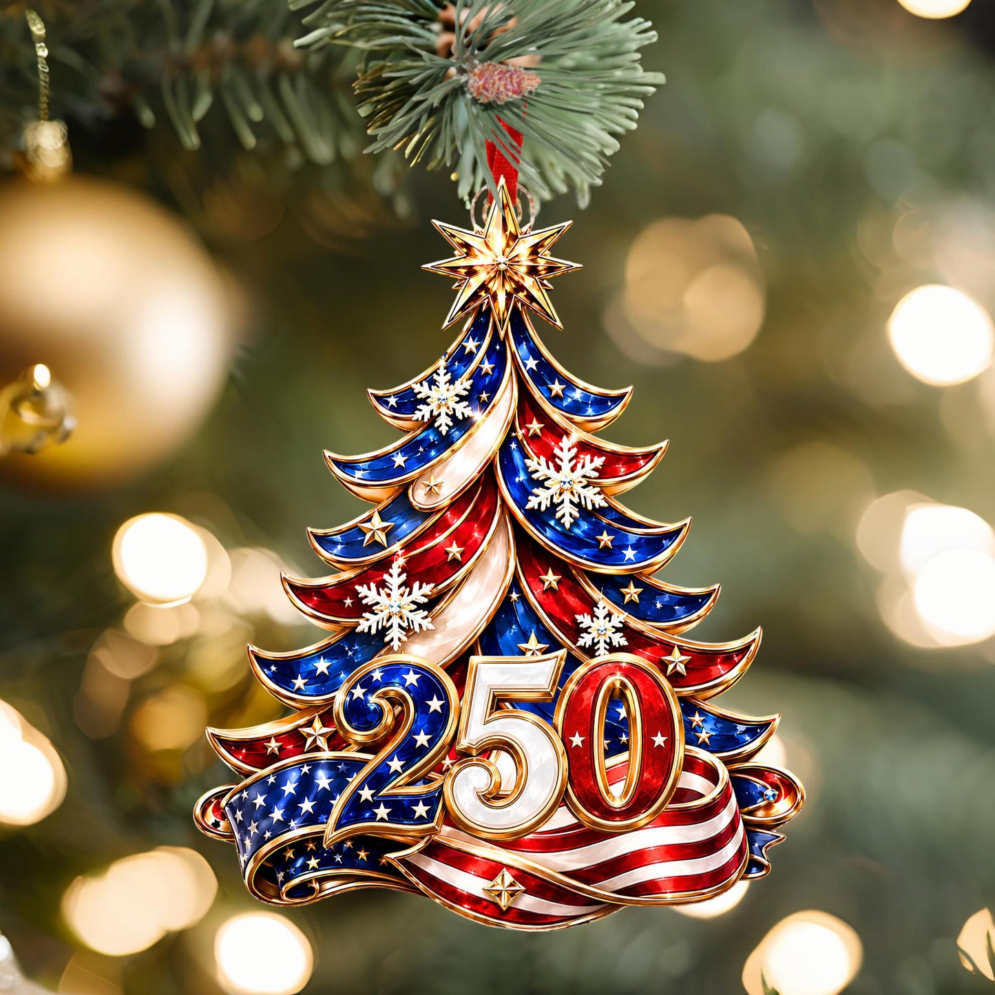 Personalized 250th America Christmas Ornament | Patriotic Family Ornament, USA Flag Ornament, Custom Family Name, Acrylic Christmas Decor - product image 10