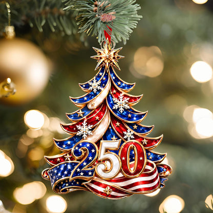 Personalized 250th America Christmas Ornament | Patriotic Family Ornament, USA Flag Ornament, Custom Family Name, Acrylic Christmas Decor - product image 10