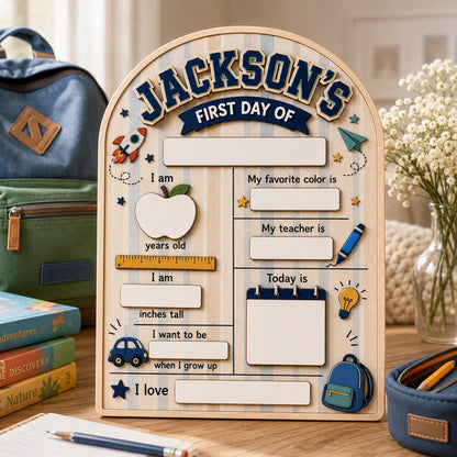 Personalized First Day of School Sign, Custom Wooden Back to School Milestone Board, Boys School Photo Prop - product image 7