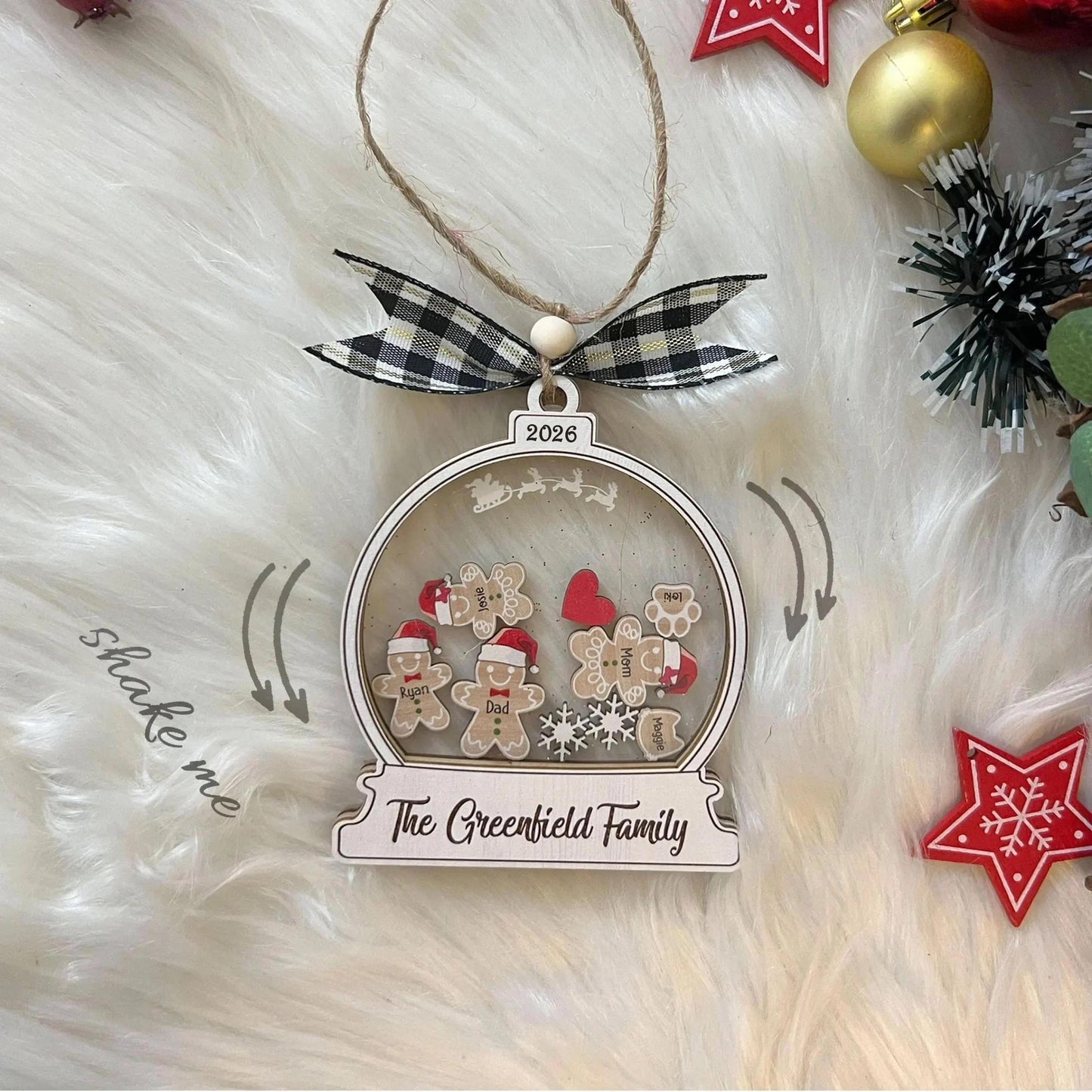Personalized Gingerbread With Hat Family Christmas Ornament, Custom Family Ornament 2026, 4D Customized Cookie Ornament Gift for Christmas - main product image