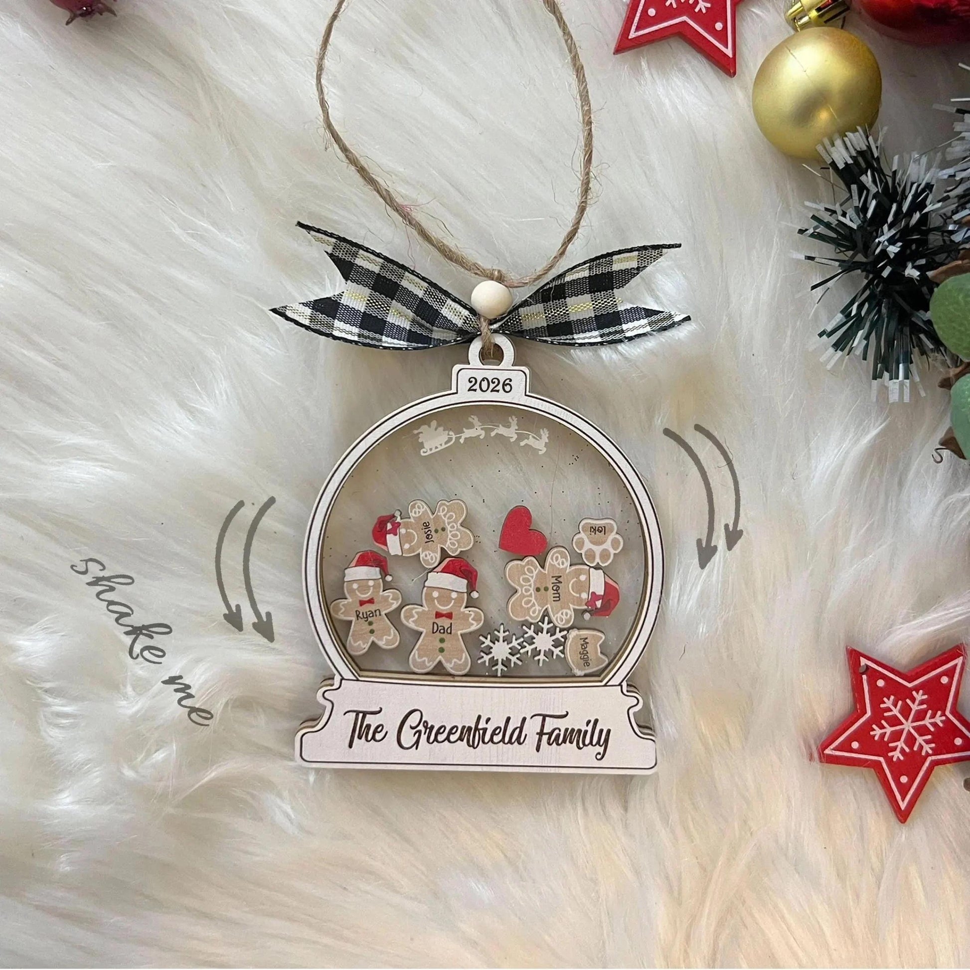 Personalized Gingerbread With Hat Family Christmas Ornament, Custom Family Ornament 2026, 4D Customized Cookie Ornament Gift for Christmas - main product image